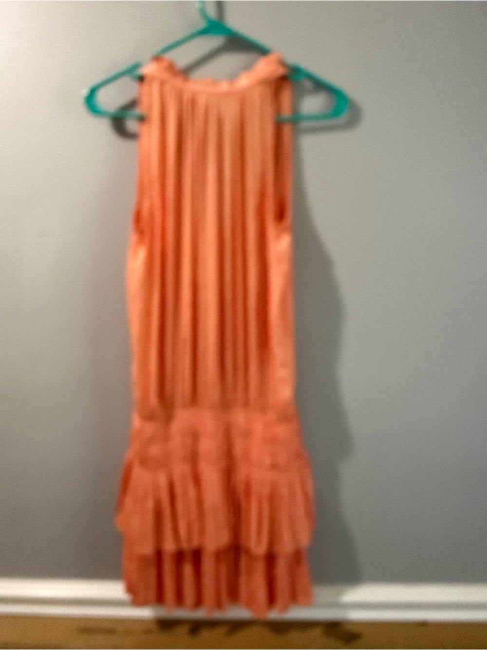 Current Air Peach Pleated Tie-Neck Dress - Picture 2 of 5